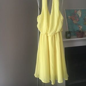 Yellow sheet halter dress